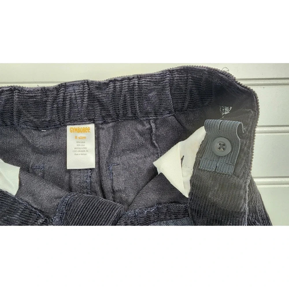 Gymboree Boys‎ Corduroy Cargo Pants Black Slim Fit Size 8